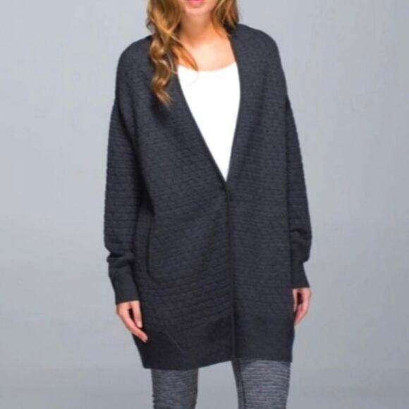 Lululemon Merino Wool Charcoal Gray Cardi All Day Oversized Cardigan XS/S - Picture 1 of 13